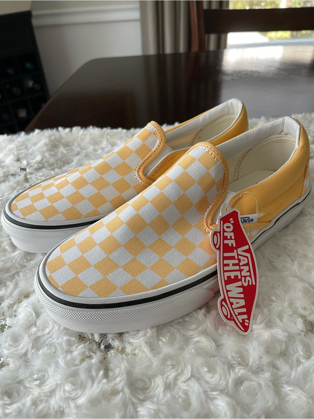 Vans Color Theory Classic Slip-On Checkerboard Sneakers - Golden Glow Size 7.5 - Picture 3 of 11